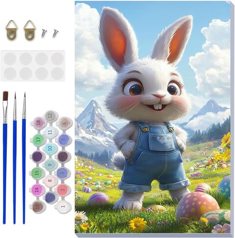 NAIMOER Easter Paint by Numbers Kits for Adults Beginner with Wooden Framed, Eggs Flower Color by Numbers on Canvas Painting Kits for Adults, Easy Paint DIY Acrylic for Home Wall Decor 8X12 Inch in Saudi Arabia