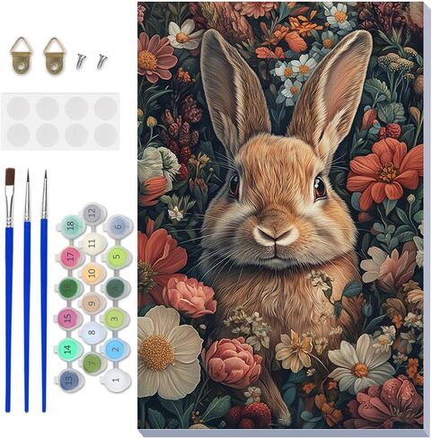 NAIMOER Easter Paint by Numbers Kits for Adults Beginner with Wooden Framed, Eggs Flower Color by Numbers on Canvas Painting Kits for Adults, Easy Paint DIY Acrylic for Home Wall Decor 8X12 Inch in Saudi Arabia