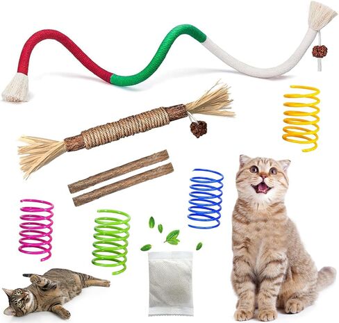 itPlus Cat Toys Chew Ropes, Cat Rope Toys for Kitten Dental Care, Safe Teeth Cleaning Toy for Indoor Cats Interactive Catnip Kitty Kicker Toy Toys for All Breeds in Saudi Arabia