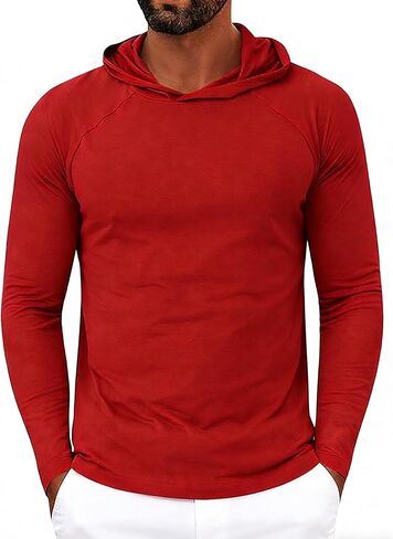 Mens Workout Hoodie Long Sleeve Lightweight Gym Running Quick Dry Athletic Shirt with Hood in Saudi Arabia
