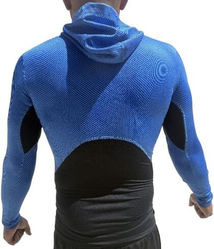 Under Armour Mens ColdGear Striped Compression Hoodie, Blue/Black, Medium in Saudi Arabia