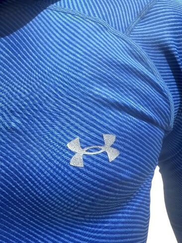 Under Armour Mens ColdGear Striped Compression Hoodie, Blue/Black, Medium in Saudi Arabia