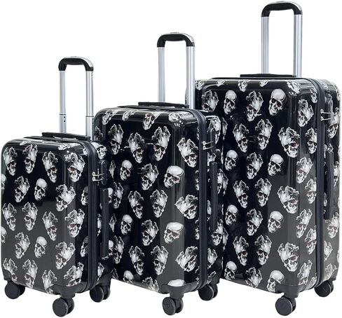Luggage Set, 3-Piece ABS+PC Hard-Shell Luggage Set Large suitcase (20in24in28in) Skull Suitcase 3 piece luggage set in Saudi Arabia