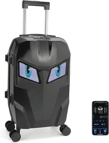 حقيبة أمتعة ذكية بإضاءة LED مقاس 20 بوصة، وحقائب ذات هيكل صلب معتمدة من شركة الطيران مع عجلات، وحقيبة حمل الأمتعة الصغيرة مع قفل، وشاشة LED يتم التحكم فيها عن طريق التطبيق in Kuwait