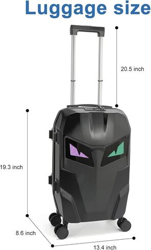 حقيبة أمتعة ذكية بإضاءة LED مقاس 20 بوصة، وحقائب ذات هيكل صلب معتمدة من شركة الطيران مع عجلات، وحقيبة حمل الأمتعة الصغيرة مع قفل، وشاشة LED يتم التحكم فيها عن طريق التطبيق in Kuwait