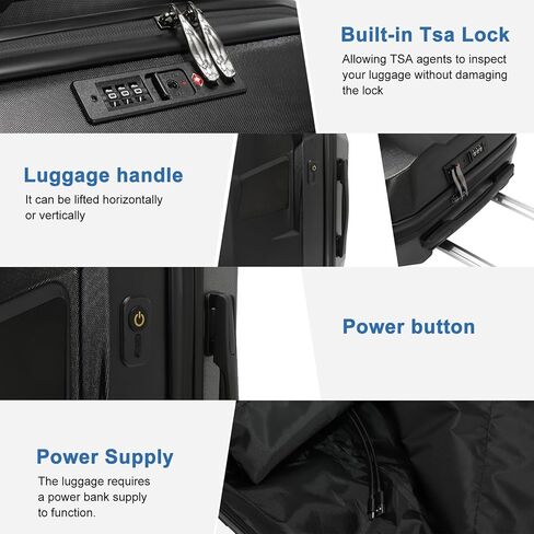 حقيبة أمتعة ذكية بإضاءة LED مقاس 20 بوصة، وحقائب ذات هيكل صلب معتمدة من شركة الطيران مع عجلات، وحقيبة حمل الأمتعة الصغيرة مع قفل، وشاشة LED يتم التحكم فيها عن طريق التطبيق in Kuwait