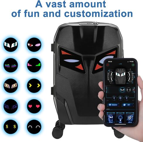 حقيبة أمتعة ذكية بإضاءة LED مقاس 20 بوصة، وحقائب ذات هيكل صلب معتمدة من شركة الطيران مع عجلات، وحقيبة حمل الأمتعة الصغيرة مع قفل، وشاشة LED يتم التحكم فيها عن طريق التطبيق in Kuwait