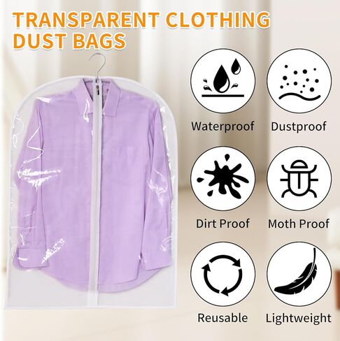 Clear Garment Bags Clothes Covers Protecting Dusts 3 Packs for Storage Plastic Garment Bags Hanging Clothes Bags for Closet Storage, Plastic Waterproof with Zipper(39 * 24inchs) in Saudi Arabia
