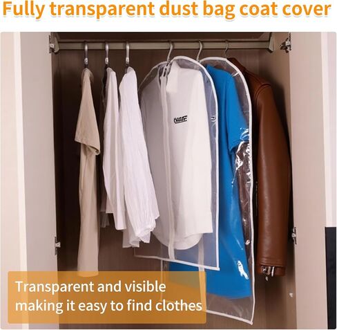 Clear Garment Bags Clothes Covers Protecting Dusts 3 Packs for Storage Plastic Garment Bags Hanging Clothes Bags for Closet Storage, Plastic Waterproof with Zipper(39 * 24inchs) in Saudi Arabia