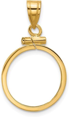 Generic Coin Jewelry 14k مصقول 16.0mm x 1.35mm برغي علوي عملة معدنية مدي قلادة، أصفر in Saudi Arabia