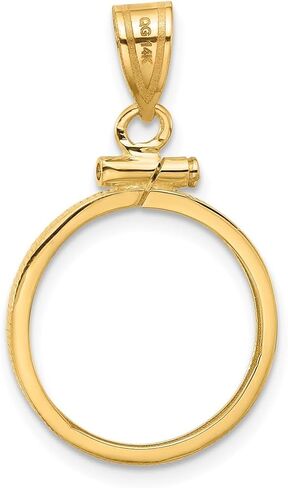 Generic Coin Jewelry 14k مصقول 16.0mm x 1.35mm برغي علوي عملة معدنية مدي قلادة، أصفر in Saudi Arabia