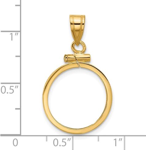 Generic Coin Jewelry 14k مصقول 16.0mm x 1.35mm برغي علوي عملة معدنية مدي قلادة، أصفر in Saudi Arabia