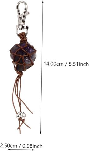 Natural Amethyst Crystal Keychain Pendant Unique Irregular Jewelry Accessory for Indoor Decoration Calming Emotions and Enhancing Luck Relationships in Saudi Arabia