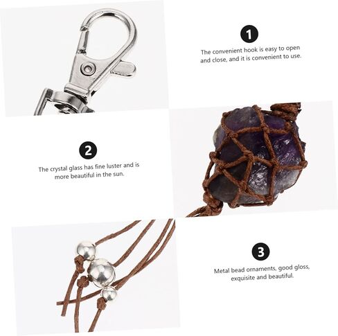 Natural Amethyst Crystal Keychain Pendant Unique Irregular Jewelry Accessory for Indoor Decoration Calming Emotions and Enhancing Luck Relationships in Saudi Arabia