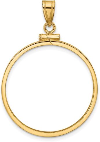 14k Yellow Gold Polished 27.5mm x 2.1mm Screw Top Coin Bezel Pendant in Saudi Arabia