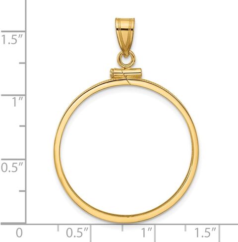 14k Yellow Gold Polished 27.5mm x 2.1mm Screw Top Coin Bezel Pendant in Saudi Arabia