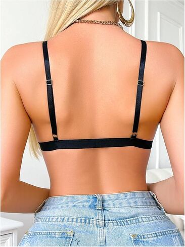 SOLY HUX Women's Lace Front Closure Bralettes Cutout Sheer Wireless Bra with Adjustable Straps in Saudi Arabia