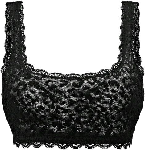 SOLY HUX Women's See Through Lace Bras Scallop Trim Non Padded Wireless Bra Comfort Bralette in Saudi Arabia