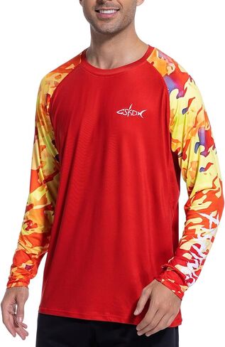 Men’s UPF 50+ Sun Protection Fishing Shirt Long Sleeve UV Rash Guard with Thumb Hole for Hiking, Running, Swimming in Saudi Arabia