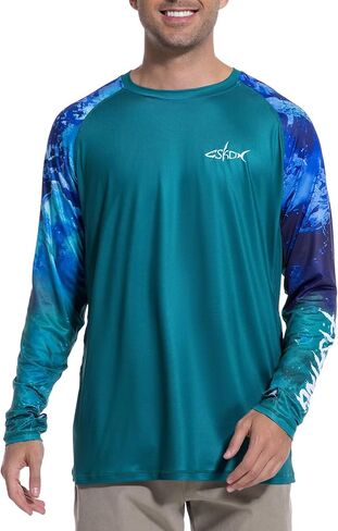 Men’s UPF 50+ Sun Protection Fishing Shirt Long Sleeve UV Rash Guard with Thumb Hole for Hiking, Running, Swimming in Saudi Arabia