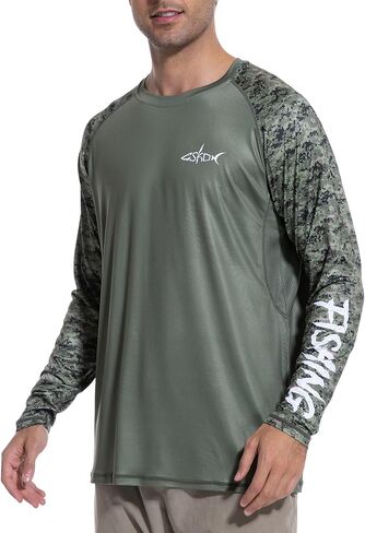 Men’s UPF 50+ Sun Protection Fishing Shirt Long Sleeve UV Rash Guard with Thumb Hole for Hiking, Running, Swimming in Saudi Arabia