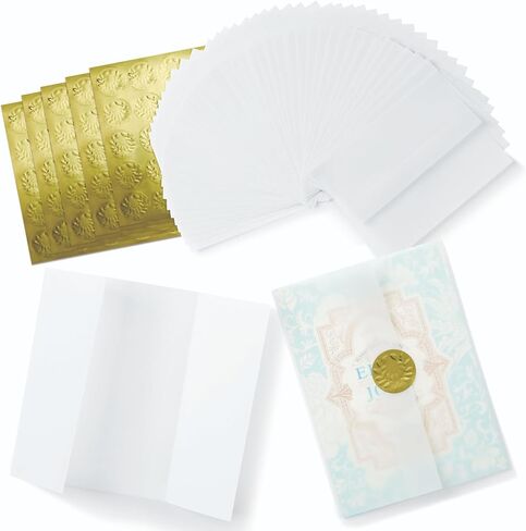 Vellum Invitation Envelopes - 5 x 7 in, 150 Pack, Transparent - Pre-Folded 110 GSM Jackets with 150 Sticker Seals for Wedding Invitations & Scrapbooking DIY Crafts in Saudi Arabia