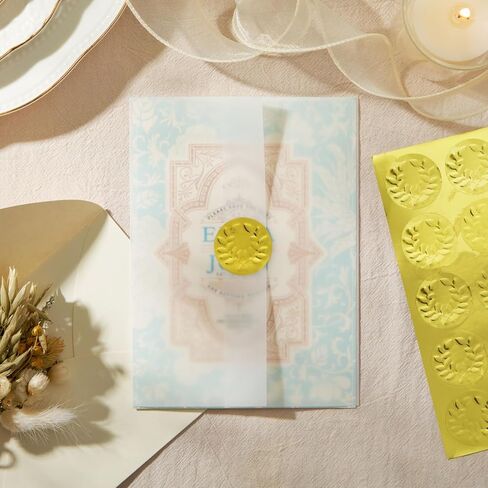 Vellum Invitation Envelopes - 5 x 7 in, 150 Pack, Transparent - Pre-Folded 110 GSM Jackets with 150 Sticker Seals for Wedding Invitations & Scrapbooking DIY Crafts in Saudi Arabia