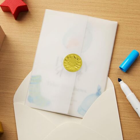 Vellum Invitation Envelopes - 5 x 7 in, 150 Pack, Transparent - Pre-Folded 110 GSM Jackets with 150 Sticker Seals for Wedding Invitations & Scrapbooking DIY Crafts in Saudi Arabia