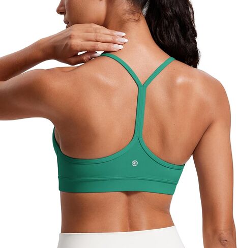 CRZ YOGA Butterluxe Y Back Sports Bras for Women - Padded Racerback Low Impact Spaghetti Thin Strap Workout Yoga Top Cascadia Green Large in Saudi Arabia
