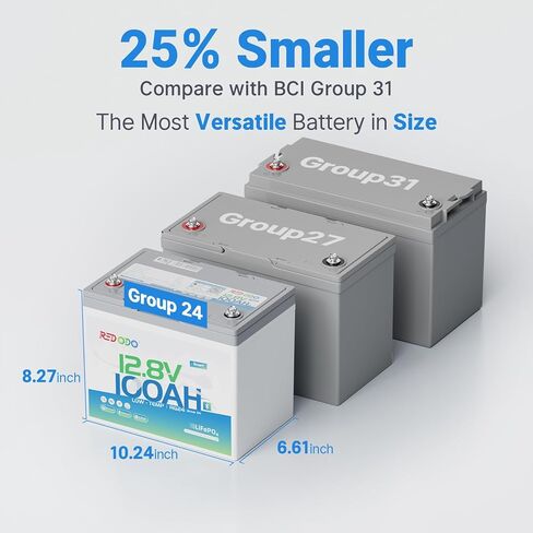 بطارية Redodo 12V 100Ah LiFePO4 مع شاحن 12V 20A، بلوتوث ذكي ومجموعة حماية منخفضة الحرارة 24 بطارية ليثيوم لمحرك التصيد، 100A BMS ذكي، مثالية للبحرية والقوارب وRV والطاقة الشمسية وخارج الشبكة in Kuwait