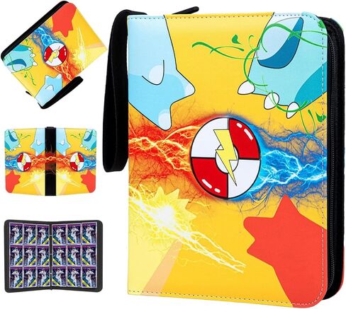 Trading Card Binder - 4 Pocket Card Holder Zipper Album with 60 Bonus Removable Sleeves, 480 Capacity Portable Organizer for Gaming Cards and Collectible Cards in Saudi Arabia