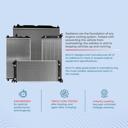 Besuto 34'' Aluminum Radiator Compatible with CADILLAC ESCALADE 6.0 V8 2002-2006, AB 26mmAT Replaces Radiator CU2370 in Saudi Arabia