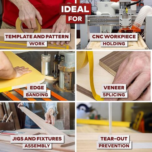 XFasten Double Sided Woodworking Tape 2 Inch x 90 Feet, Heavy Duty Residue-Free Double Sided Masking Tape for Router Templates, High Speed CNC Router, MDF Edge Banding, and Zero Clearance and Gap Cuts in Kuwait