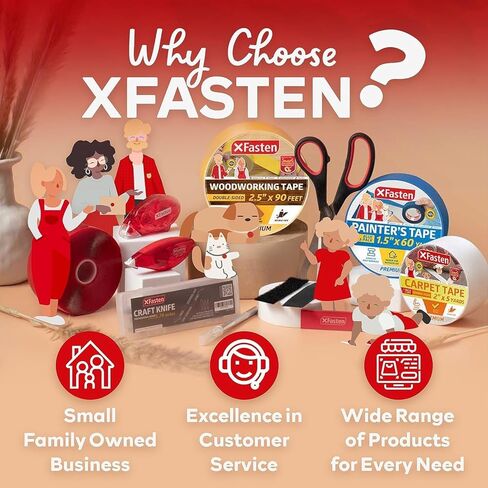 XFasten Double Sided Woodworking Tape 2 Inch x 90 Feet, Heavy Duty Residue-Free Double Sided Masking Tape for Router Templates, High Speed CNC Router, MDF Edge Banding, and Zero Clearance and Gap Cuts in Kuwait