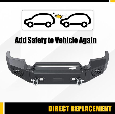 KUAFU Front Bumper Assembly Compatible with 2007-2013 GMC Sierra 1500 Pickup Truck Bumper W/LED Lights, Winch Plate, Sensor Holes and D-ring Steel Powder Coated Black in Saudi Arabia