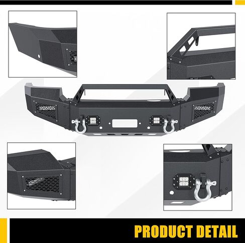 KUAFU Front Bumper Assembly Compatible with 2007-2013 GMC Sierra 1500 Pickup Truck Bumper W/LED Lights, Winch Plate, Sensor Holes and D-ring Steel Powder Coated Black in Saudi Arabia
