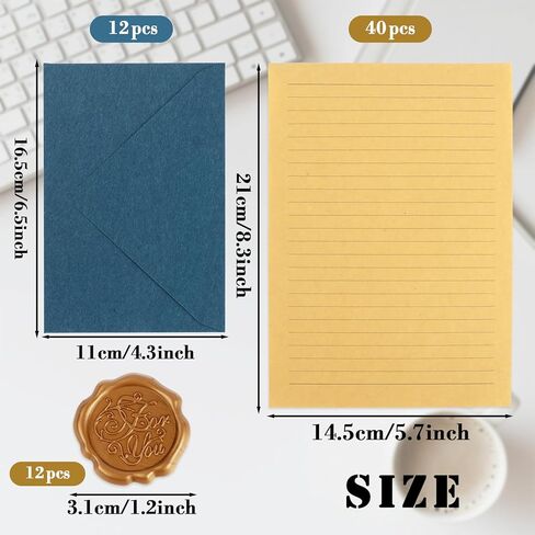 مجموعة قرطاسية مع مظاريف مقاس 5 × 7، مظاريف ذاتية الغلق مقاس A7 مخملية الملمس لدعوات الزفاف ورسائل الحب، تتضمن 120 جرامًا من ورق الحروف اللؤلؤية وملصقات ذهبية، باللون الأبيض العاجي ﻿ in Kuwait