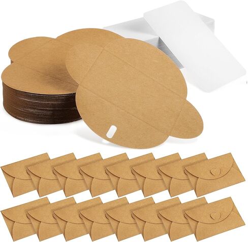 Gatuida Retro Kraft Paper Envelopes with Heart Closure 10.5x7.1cm and White Blank Cards 9x5cm Set of 50 for DIY Greeting Invitation Thank You Cards in Saudi Arabia
