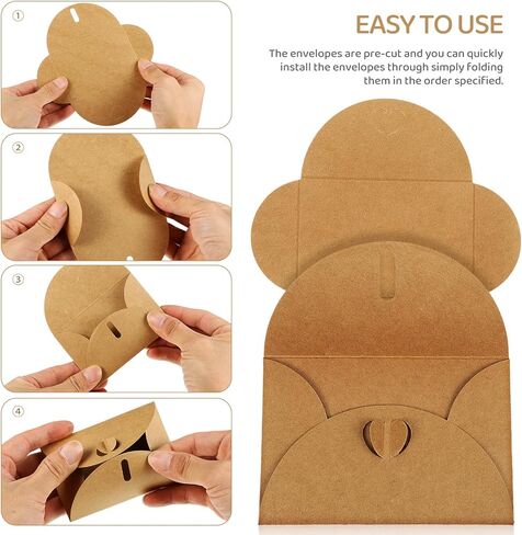 Gatuida Retro Kraft Paper Envelopes with Heart Closure 10.5x7.1cm and White Blank Cards 9x5cm Set of 50 for DIY Greeting Invitation Thank You Cards in Saudi Arabia