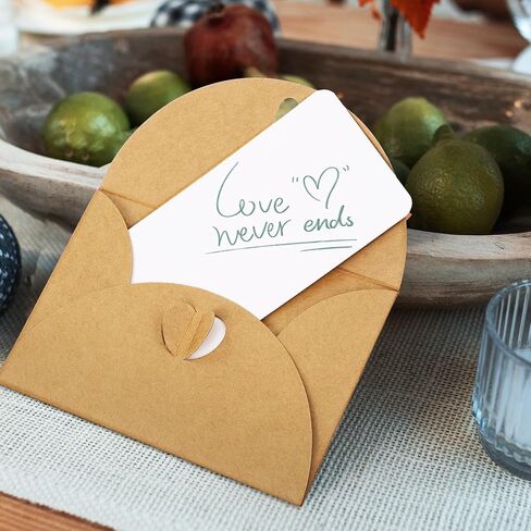 Gatuida Retro Kraft Paper Envelopes with Heart Closure 10.5x7.1cm and White Blank Cards 9x5cm Set of 50 for DIY Greeting Invitation Thank You Cards in Saudi Arabia