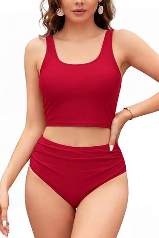 SHEKINI Two Piece Swimsuits for Women Tummy Control Tankini Set Modest Bathing Suits Tank Top with Shorts Swimwear in Saudi Arabia