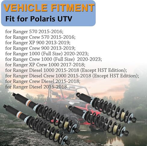 4PCS Front Rear Struts Shocks Absorbers Assembly Compatible with Polaris Ranger 570 2015 2016 Ranger Crew XP 900 2013-2019 Ranger 1000 2020-2023 XP Crew 1000 2017 2018 Replace# 7043753 7043755 in Kuwait