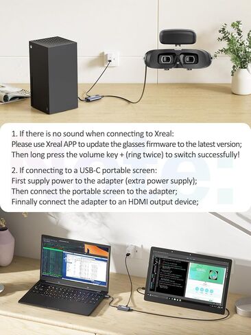 محول نظارات LIVIN AR، USB C إلى XREAL/Rokid/VITURE/RayNeo، 3 في 1، 4K @ 60 هرتز + شاحن 100 وات + منفذ صوت، التوصيل والتشغيل، غلاف من الألومنيوم، لهاتف iPhone15، Android، شاشة محمولة، كمبيوتر شخصي، سويتش، SteamDeck، ROG Ally in Kuwait