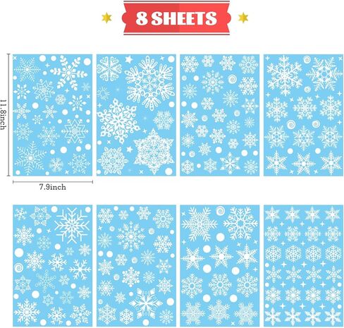 258 قطعة من ملصقات النوافذ على شكل ندفة الثلج لعيد الميلاد، وديكورات ملصقات نوافذ عيد الميلاد in Kuwait