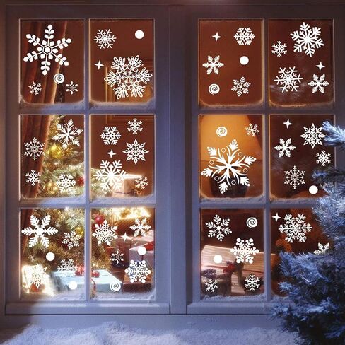 258 قطعة من ملصقات النوافذ على شكل ندفة الثلج لعيد الميلاد، وديكورات ملصقات نوافذ عيد الميلاد in Kuwait