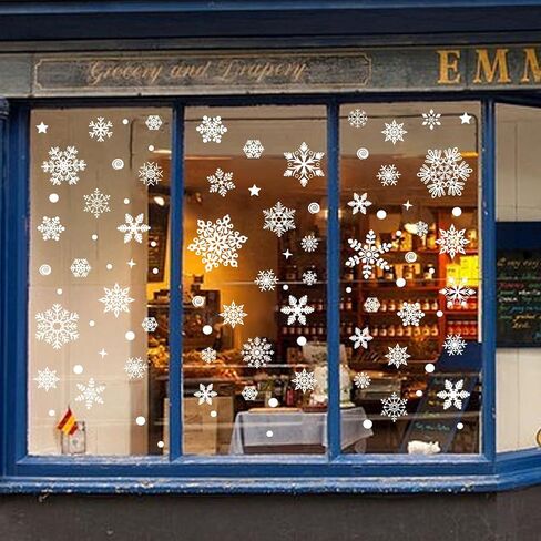 258 قطعة من ملصقات النوافذ على شكل ندفة الثلج لعيد الميلاد، وديكورات ملصقات نوافذ عيد الميلاد in Kuwait