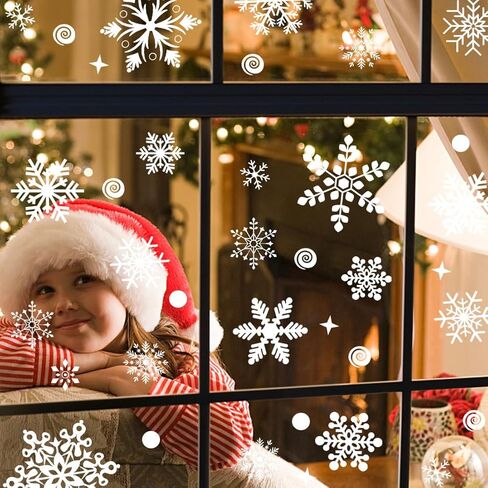 258 قطعة من ملصقات النوافذ على شكل ندفة الثلج لعيد الميلاد، وديكورات ملصقات نوافذ عيد الميلاد in Kuwait