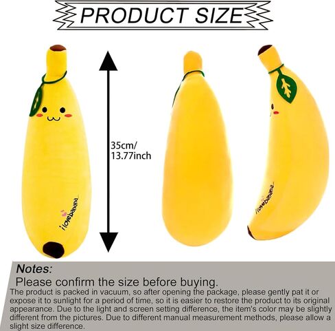 13.7" Banana Plush Pillow Toy Adorable Fruit Plushie Hugging Gift for Kids in Kuwait