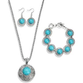 Turquoise Jewelry for Women Western Jewelry Set Turquoise Earrings Necklaces Boho Chic Accessories for Country Concert Outfits Western Dress Women Style Look in Saudi Arabia