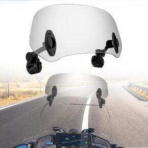 دراجة نارية عالمية 37 سم تمديد الزجاج الأمامي قابل للتعديل مشبك الرياح منحرف الرياح لكاواساكي ياماها هارلي سوزوكي بويل تريومف دوكاتي أبريليا سبويلر الزجاج الأمامي، دخان in Kuwait